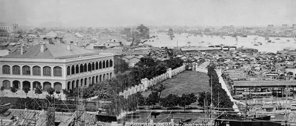 Terrenos de la concesión americana y río Perla, Cantón, c.1880s